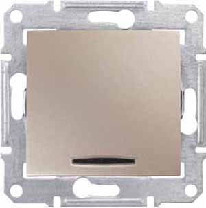 Schneider Electric Sedna Титан Выключатель механизм 1-клавишный с красным индикатором  10А титан IP20 скрытая установка SDN0400368