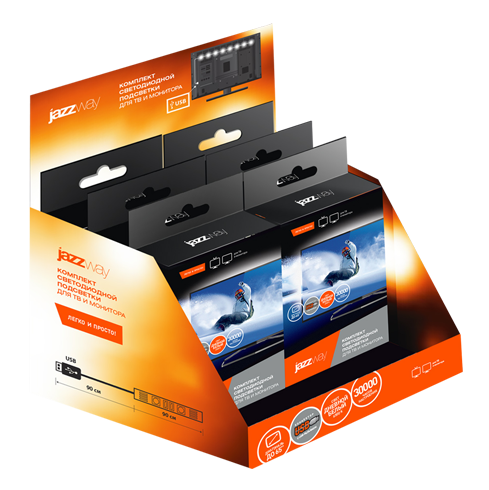Светодиодная лента Jazzway IP54  12V  6,48Вт/м  6500К  DEMO BOX  PLS-TV-USB  (для 10 лент!) (1уп.)