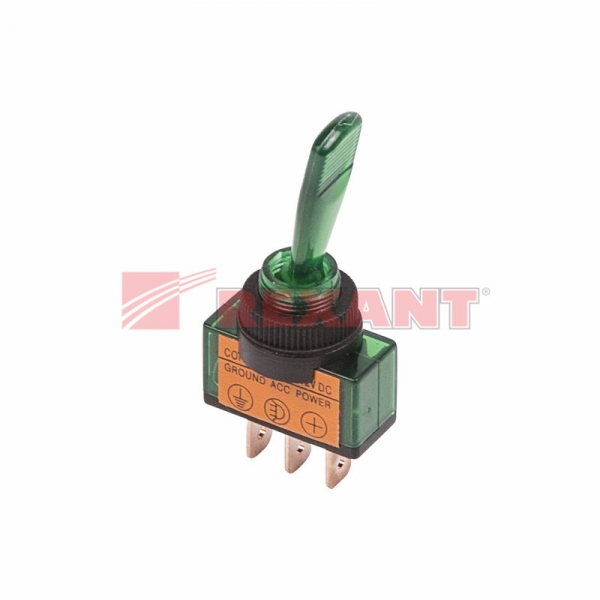 Тумблер 12V 20А (3c) ON-OFF однополюсный  с зеленой подсветкой  (ASW-13D)  REXANT 36-4373