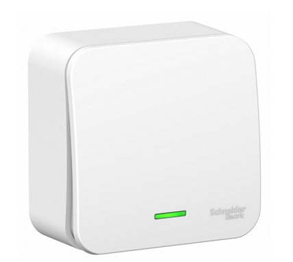 Schneider Electric  BLANCA  Белый  Выключатель 1-клавишный (cхема.1) с подсветкой изолирующая пластина 10А, 250B, IP20  открытая установка BLNVA101111