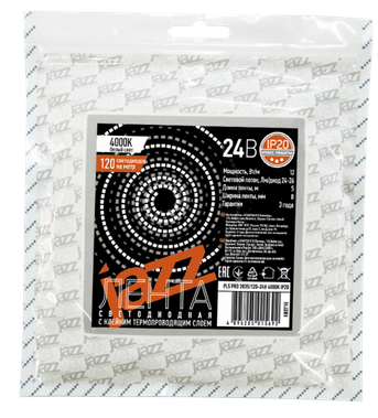 Лента светодиодная Jazzway  IP20  24V  18Вт/м  3000K PLS PRO 2835/168-24V  5м