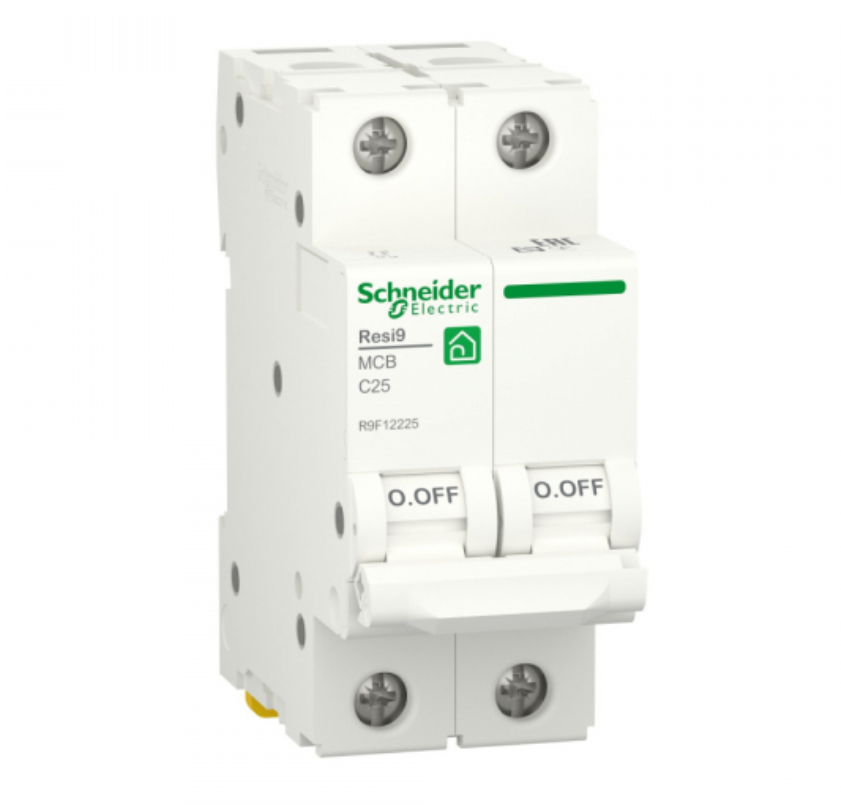 Выключатель автоматический  2П  25А  характеристика С  6000A (АВ) RESI9 Schneider Electric R9F12225 