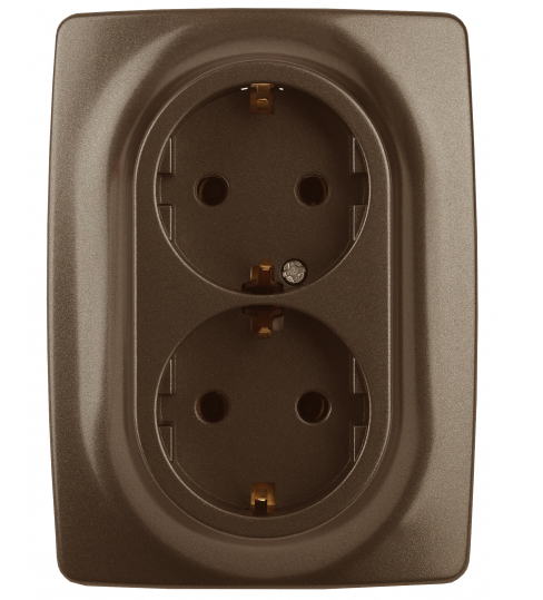 ЭРА  Эра12  Бронза  Розетка 2X2P+E Schuko со шторками 16A-250В, IP20 12-2108-13