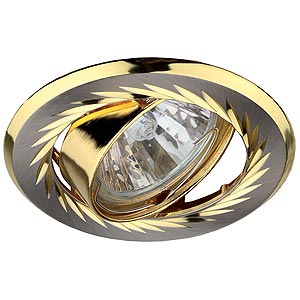 Светильник точечный ЭРА KL6A SN/G литой пов. с гравировкой по кругу MR16,12V, 50W сатин никель/золото
