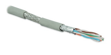 SFTP4-C6A-S23-IN-LSZH-GY-500 (500 м) Кабель витая пара, экранированная (S/FTP), категория 6a, 4 пары (23 AWG), одножильный (solid), каждая пара в фольге, общий экран - медная оплетка, для внутренней прокладки (до +60°C), LSZH, серый Hyperline