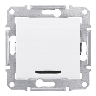 Schneider Electric Sedna  Белый Выключатель механизм 2-полюсный с красным индикатором 16А IP20 скрытая установка SDN0201221