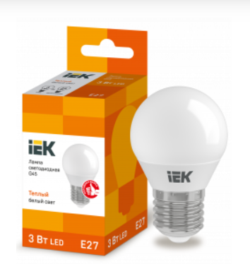 Светодиодная лампа IEK G45 3Вт 230В 3000К E27