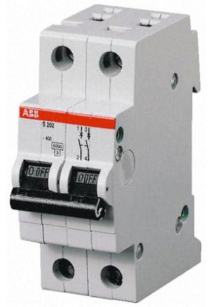 Выключатель автоматический  2П   4А  характеристика C  6кА  ABB  S202 C4 2CDS252001R0044