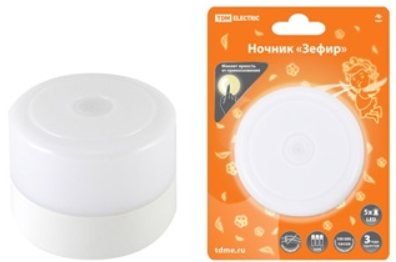 Ночник TDM Зефир с диммером, 5LED, 1 Вт, питание батарейки  - 3хАА, с подвесом