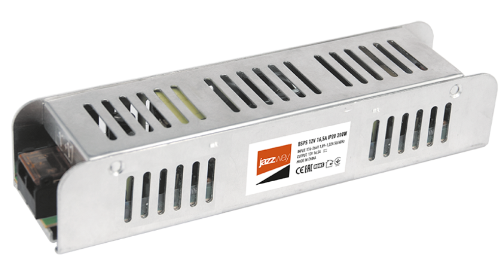 Драйвер .Jazzway 12V 200Вт IP20 222x68x40  BSPS  12V16,5A 1  год.гарантии