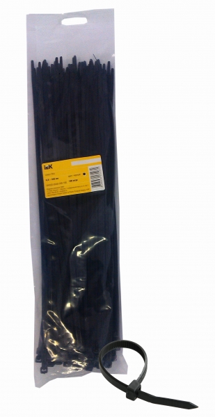 Хомут (стяжка) нейлон  4.8 х 350  черн.  (100шт)  IEK UHH32-D048-350-100