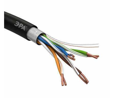 Кабель витая пара F/UTP Cat5e 4x2x24 AWG CU PE OUTDOOR 305 м (1/32) (1/32) ЭРА