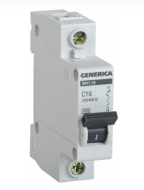 Выключатель автоматический  1П  63А  характеристика C 4,5кА х-ка С GENERICA
