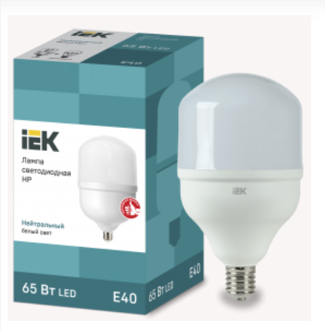 Светодиодная лампа  IEK  65Вт  230В  4000К  E40