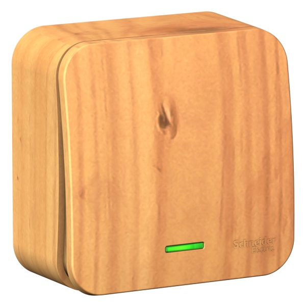 Schneider Electric  BLANCA  Ясень  Выключатель 1-клавишный (cхема.1) с подсветкой изолирующая пластина 10А, 250B, IP20  открытая установка BLNVA101115