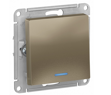 Schneider Electric AtlasDesign Шампань  Выключатель 1-клавишный с подсветкой схема 1а, 10АХ, механизм ATN000513