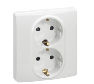 Legrand  Etika  Белый Розетка Моноблок 2X2К+З шторки, автоматические зажимы 672233