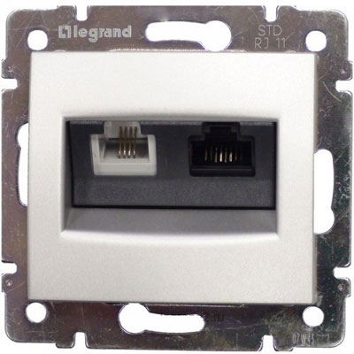 Legrand Valena  Белый Розетка механизм TФ + компьютерная RJ11+RJ45 UTP категория 6е ( кратно 10) 770080 / (кратно 10)