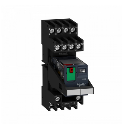 Комплект в сборе: реле, колодка, маркировка, скоба ,4С/О,~230В,6А. Schneider Electric RXM4AB2P7PVM 