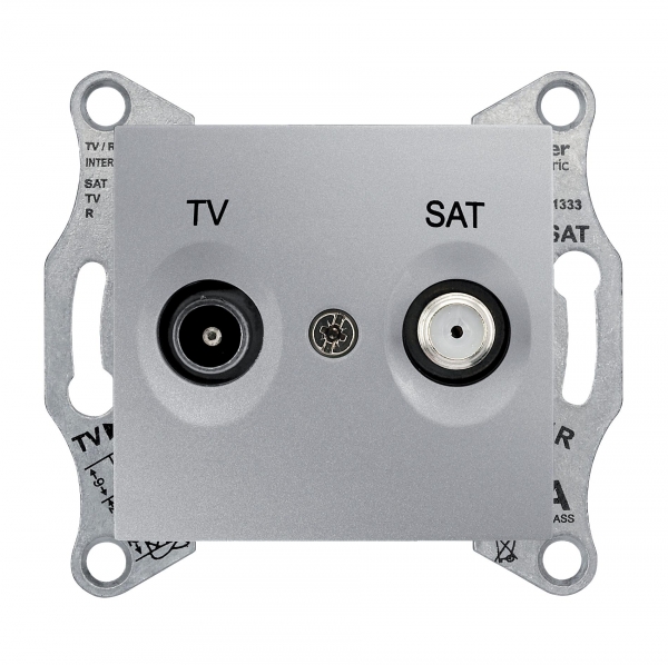Schneider Electric Sedna Алюминий Розетка механизм TV/SAT проходной 8dB IP20 скрытая установка SDN3401260