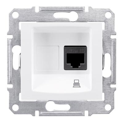 Schneider Electric Sedna  Белый Розетка механизм компьютерная 1-местная RJ45 категория 5e, экранированная STP с пружинными зажимами IP20 скрытая установка SDN4500121