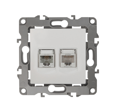 ЭРА  Эра12  Белый  Розетка информационная + телефонная RJ45+RJ11,   12-3109-01