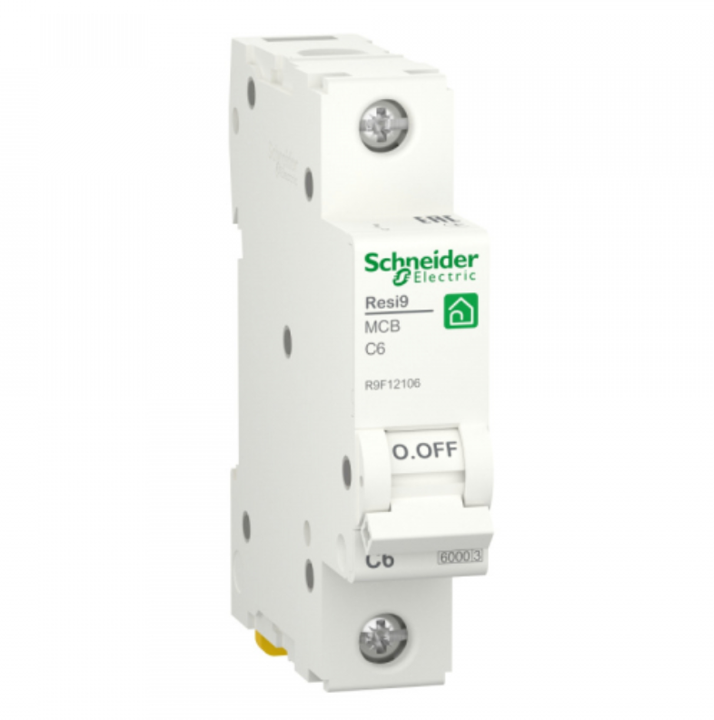 Выключатель автоматический  1П   6А  характеристика С 6000A (АВ) RESI9 Schneider Electric R9F12106  