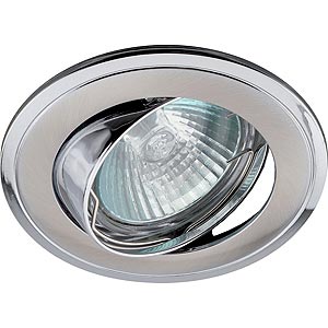 Светильник точечный ЭРА KL22 А SN/CH литой поворотный  "двойной контур" MR16,12V, 50W  сатин никель/хром
