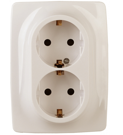 ЭРА  Эра12  Слоновая Кость  Розетка 2X2P+E Schuko, 16АХ-250В 12-2106-02