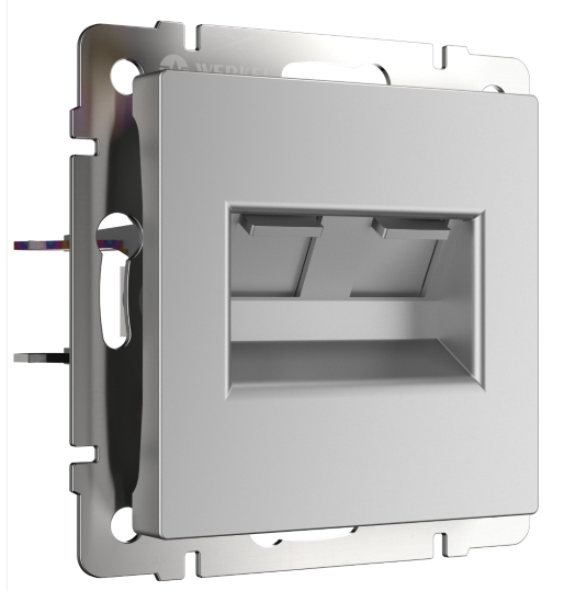 Werkel Серебряный Розетка Механизм телефонная RJ-11 и Еthernet RJ-45 WL06-RJ11+RJ45