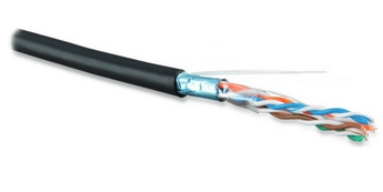 FUTP4-C5E-S24-OUT-LSZH-BK-500 (500 м) Кабель витая пара F/UTP, категория 5e, 4 пары(24 AWG), одножильн.(solid), экран-фольга, внешний, LSZH нг(С)-HF, -40°C-+75°С, черный-гарантия: 15 лет компонентная Hyperline
