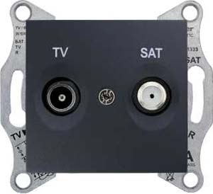 Schneider Electric Sedna Графит Розетка механизм TV/SAT проходной 4dB IP20 скрытая установка SDN3401970