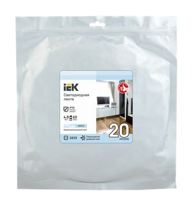 Лента светодиодная IEK  IP20  12V  4,8Вт/м 6500К LSR-2835W60-4,8-IP20-12В LED 20м
