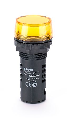 Арматура светосигнальная DEKraft 25120DEK лампа коммутационная ADDS 22 мм LED желтая 220В AC/DC ЛK-22