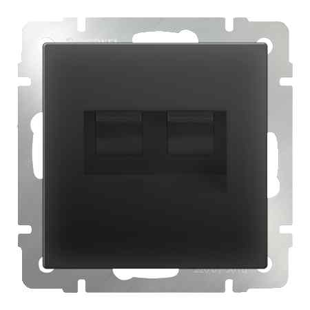 Werkel Черный Матовый Розетка Механизм 2-местная Ethernet RJ-45 WL08-RJ45+RJ45