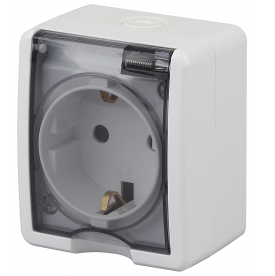 ЭРА  Эксперт  Белый  Розетка 2P+E IP54, со шторками 16A-250В, Al+Cu  открытая установка  11А-2402-01 Б0038820