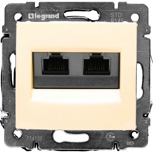 Legrand Valena  Слоновая Кость Розетка механизм компьютерная 2-местная с захватами RJ45 UTP категория 5е 774131 индивидуальная упаковка DIY