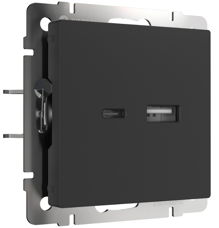 Werkel Черный Матовый Розетка Механизм USB тип A+С  	W1171808/	a049280