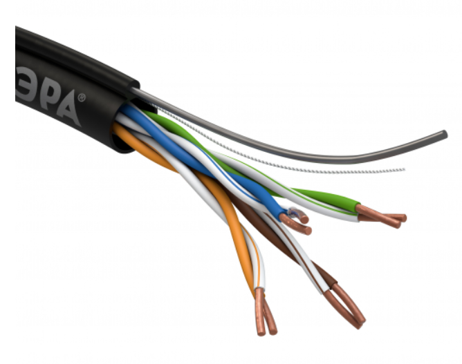 U/UTP Cat5e 4x2x24 AWG CU PE + ТРОС OUTDOOR 305 м Кабель витая пара ЭРА