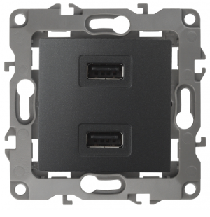 ЭРА  Эра12  Антрацит  Устройство зарядное USB, 5В-2100мА,   12-4110-05 Б0027495