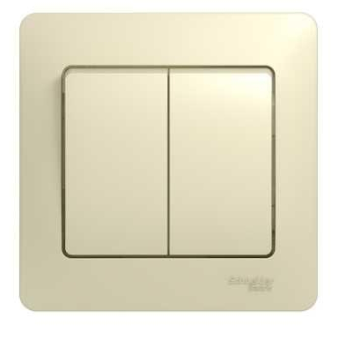 Schneider Electric Glossa  Бежевый Выключатель 2-клавишный схема 5, в сборе с рамкой IP20 скрытая установка GSL000252