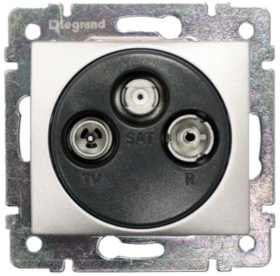 Legrand Valena  Алюминий  Розетка механизм TV-FM-SAT оконечная 10dB /770136