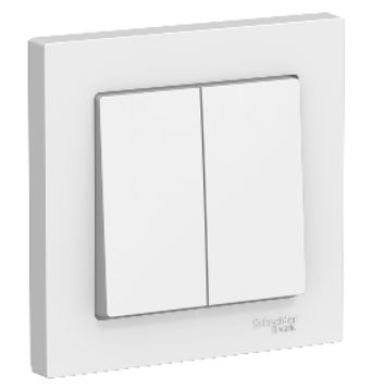 Schneider Electric AtlasDesign  Белый  Выключатель 2-клавишный схема 5, 10АХ, в сборе ATN000152