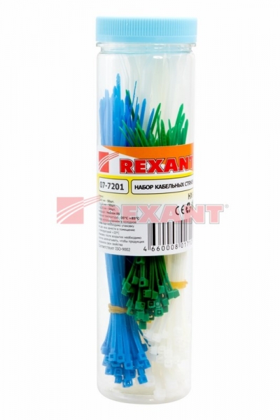 Хомут (стяжка)  пластик набор:  цветн.  НХ-1  REXANT 07-7201 07-7201