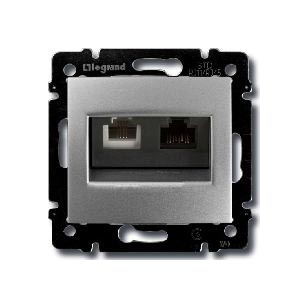 Legrand Valena  Алюминий  Розетка механизм RJ11+RJ45 UTP категория 6e /770280