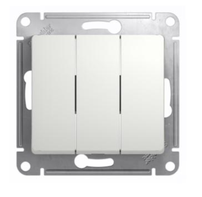 Schneider Electric Glossa  Белый Выключатель 3-клавишный схема3, механизм IP20 скрытая установка GSL000131