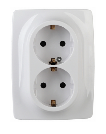 ЭРА  Эра12  Белый  Розетка 2X2P+E Schuko, 16АХ-250В, 12-2106-01 Б0031228