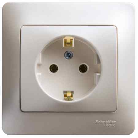 Schneider Electric Glossa Перламутр Розетка с заземляющими контактами в сборе с рамкой IP20 скрытая установка GSL000642
