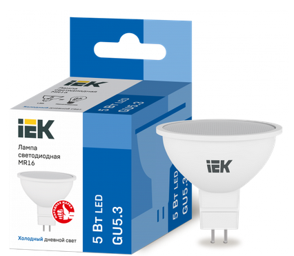 Светодиодная лампа  IEK  MR16  5Вт  230В  6500К  GU5.3