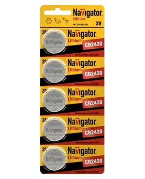 Элемент питания Navigator  NBT-CR2430-BP5 94 781 (кратно 5)